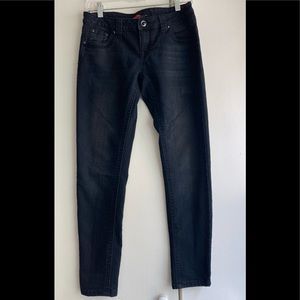 Eighty eight black denim jeans, low rise, size 9 skinny jeans.